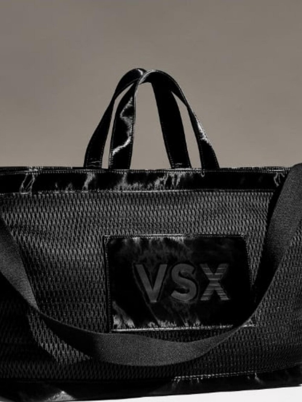 VSX Black Mesh Tote with Glossy Trim